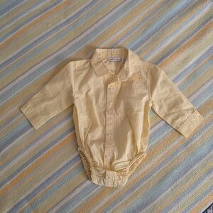 ⭐ NEW NWT Janie And Jack Yellow & White Plaid Button Down One-piece Size 3-6 Mon